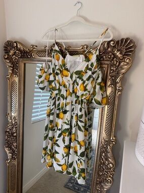Gianni Bini Lemon Print White Sundress